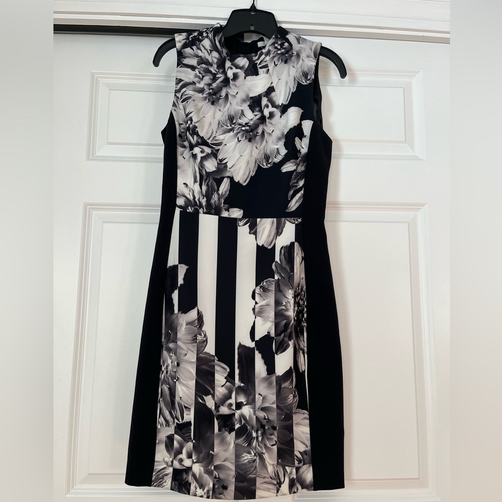 H&M Black and White Floral Midi Dress